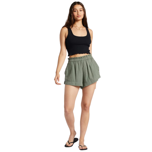 Roxy Women's Keep It Wavy Rib-Knit Tank Top Black