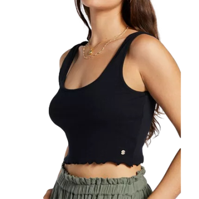 Roxy Women's Keep It Wavy Rib-Knit Tank Top Black