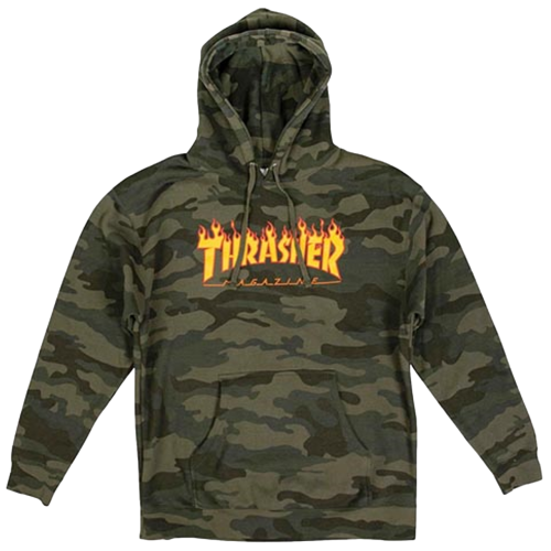 Thrasher Flame Hoddie Mens Camo