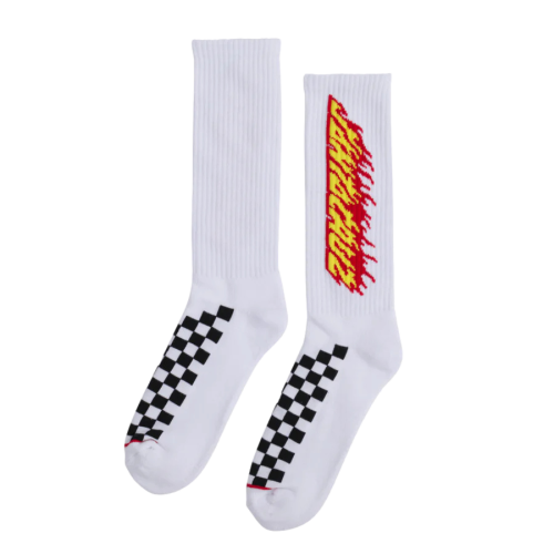 Santa Cruz Check Ringed Flamed Dot Crew Socks Mens White