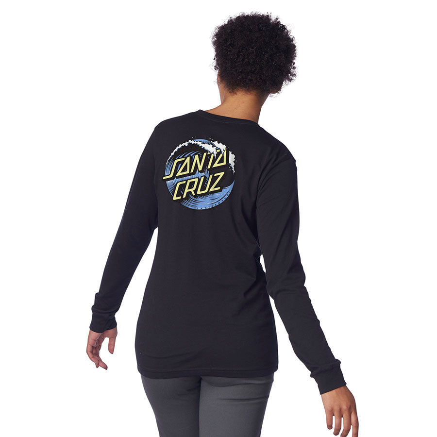 Santa Cruz Wave Dot L/S Relaxed T-Shirt Womens Black