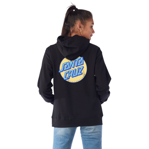 Santa Cruz Other Dot P/O Hooded Midweight Sweatshirt Womens Black w/Yellow