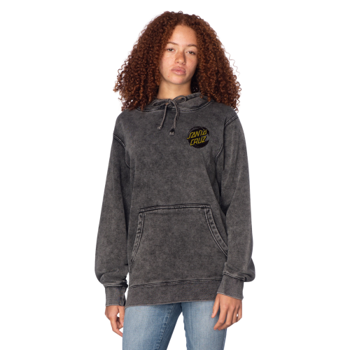 Santa Cruz Wave Dot P/O Hooded Relaxed Long Sweatshirt Womens Black Mineral Wash