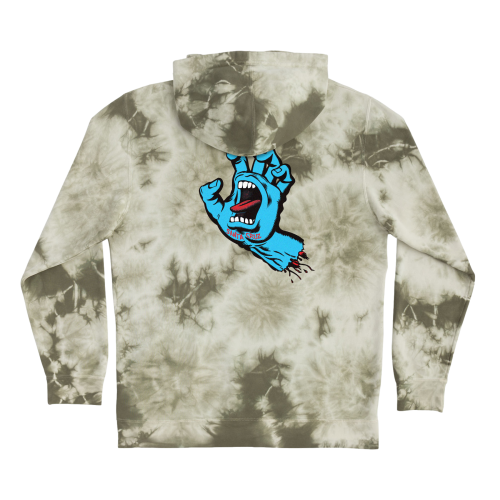 Santa Cruz Screaming Hand P/O Hooded Heavyweight Sweatshirt Mens Olive Tie Dye