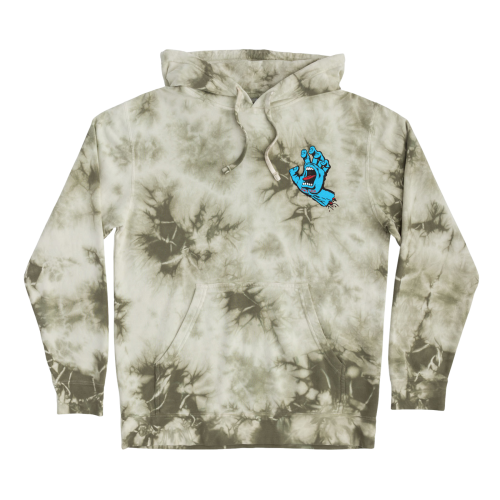 Santa Cruz Screaming Hand P/O Hooded Heavyweight Sweatshirt Mens Olive Tie Dye