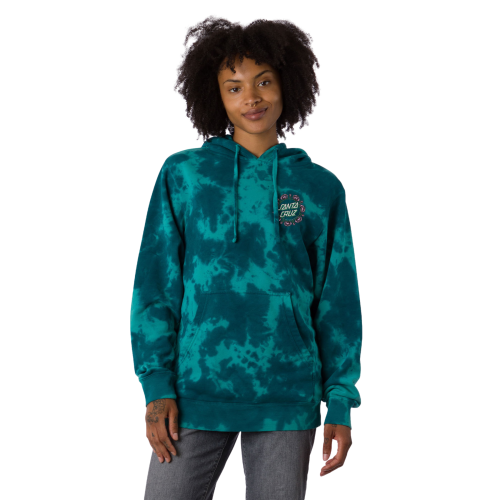 Santa Cruz Ring Rose Dot Hooded Relaxed Long Sweatshirt Womens Emerald