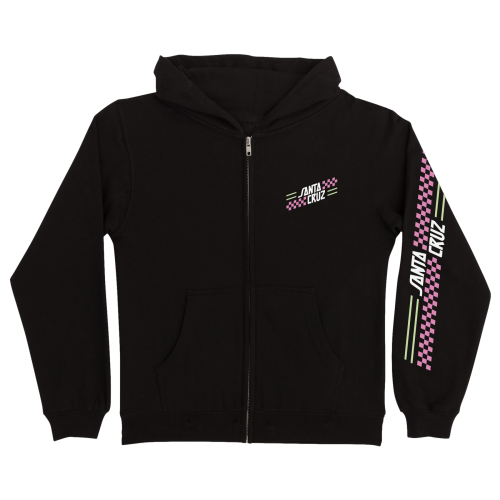 Santa Cruz Check Alt Dot Black Youth Zip Up Hoodie