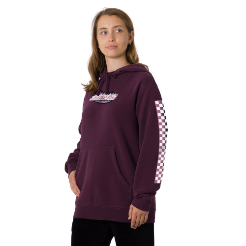 Santa Cruz Ultimate Flame Dot P/O Hooded Relaxed Long Sweatshirt Womens Wine Berry