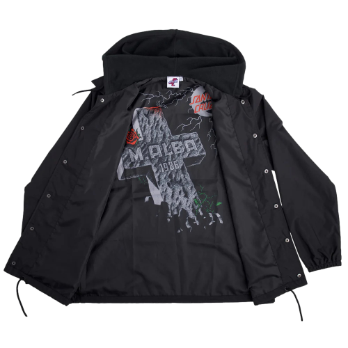 Santa Cruz Malba Tombstone Hooded Windbreaker Black Mens