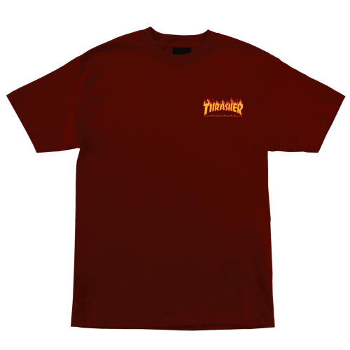 Thrasher Flame Dot T-Shirt Mens Burgundy