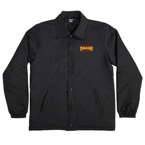 Santa Cruz X Thrasher Flame Dot Coach L/S Jacket Mens Black