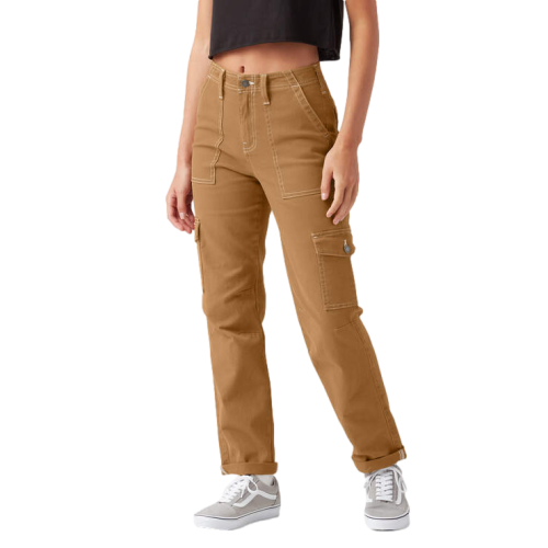 Dickies Women's Relaxed Fit Cropped Cargo Pants, Black (BKX), 26