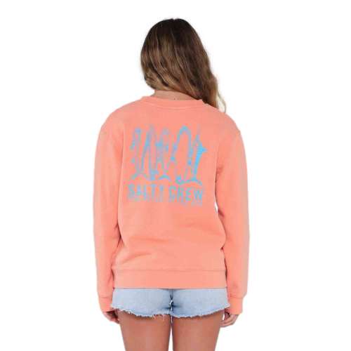 Salty Crew Line Up Premium Crew Sweater Womens Hot Coral