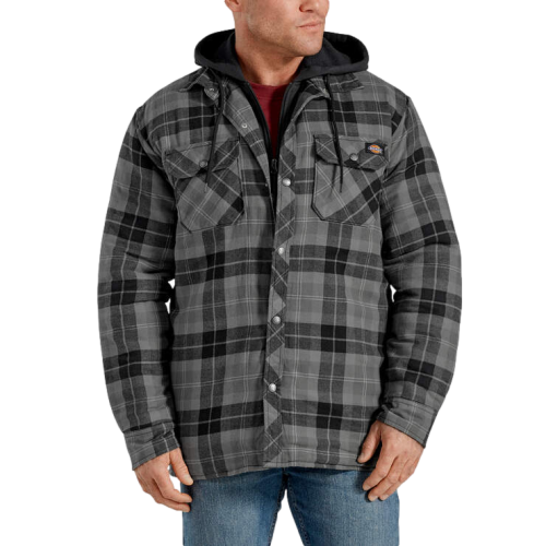 Dickies Flannel Hooded Shirt Jacket Black/Grey Men's