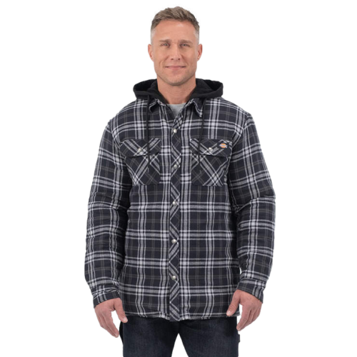 Dickies Flannel Hooded Shirt Jacket Black/Charcoal Men's