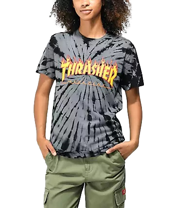 Thrasher Girls Tie Dye Flame Logo Tee