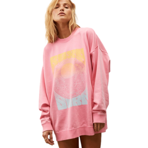Roxy Women's Pink Lineup Crew Swaetshirt