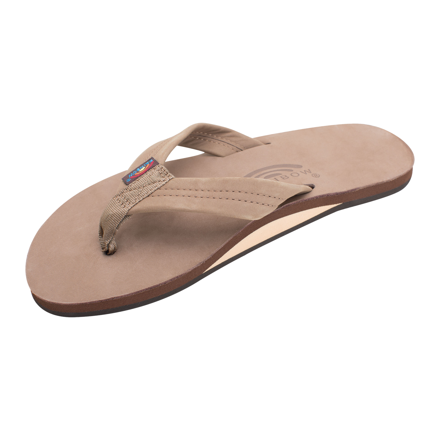 Rainbow Single Layer Premier Leather with Arch Support 1" Strap Dark Brown Sandals