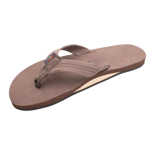 Rainbow Single Layer Premier Leather with Arch Support 1" Expresso Sandals