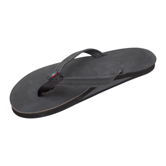 Rainbow Single Layer with Arch Support and a 1/2" Narrow Strap Black Sandals