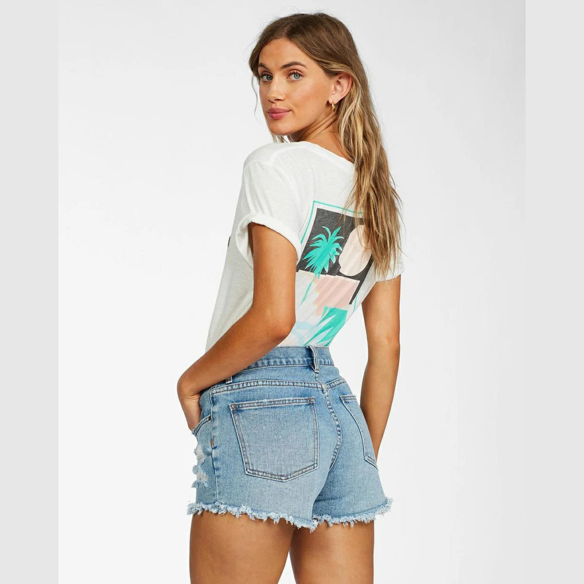 Billabong Drift Away Fray Denim Shorts