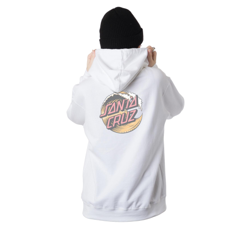 Santa Cruz Wave Dot P/O Hooded Relaxed Sweatshirt Womens White