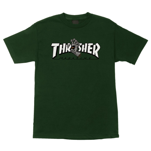 Santa Cruz X Thrasher Screaming Logo Heavyweight T-Shirt Mens Forest
