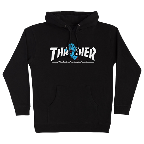 Santa Cruz X Thrasher Screaming Logo Hooded Heavyweight Sweatshirt Mens Black