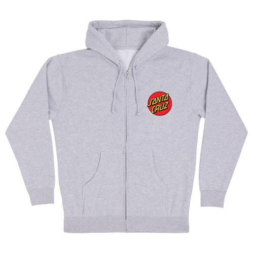 Santa Cruz Classic Dot Zip Hooded Heavyweight Sweatshirt Grey Hthr  Mens