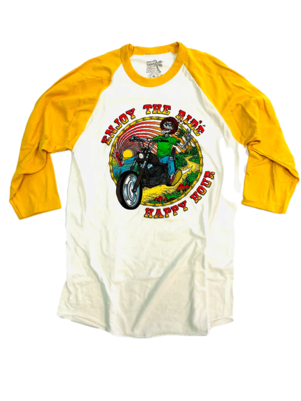 Happy Hour Enjoy The Ride Baseball T-Shirt Yellow/Bone