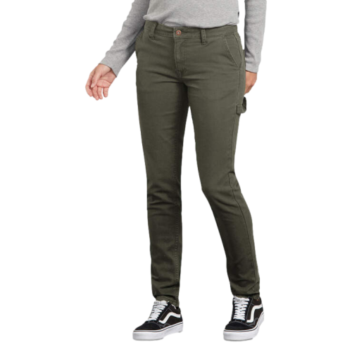 Dickies Flex Slim Fit Duck Carpenter Pants Women Moss Green