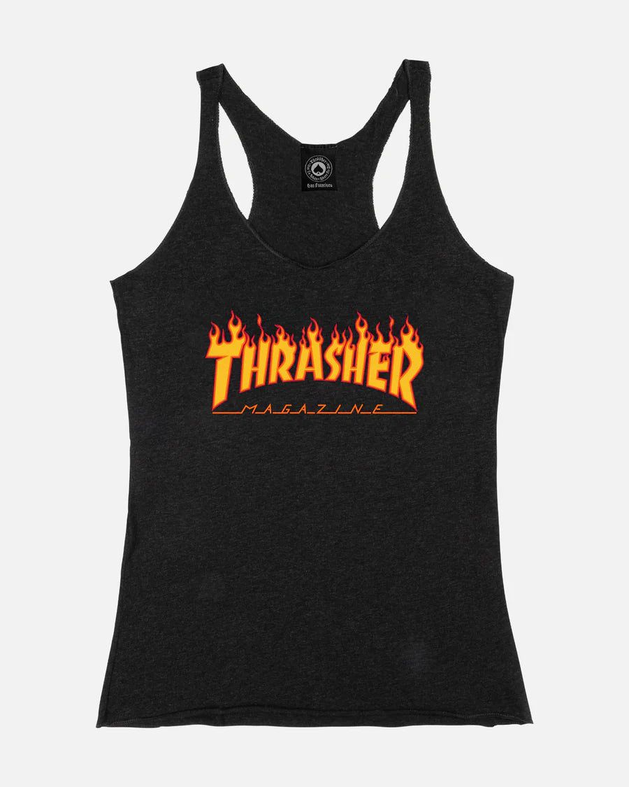 Thrasher Flame Racerback Tank Top Womens Black