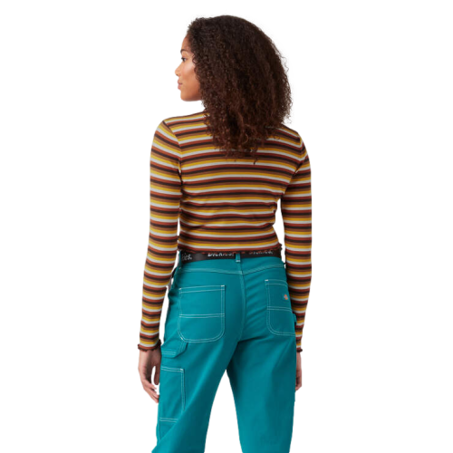 Dickies Striped Long Sleeve Cropped T-Shirt Women's Ginger Honey