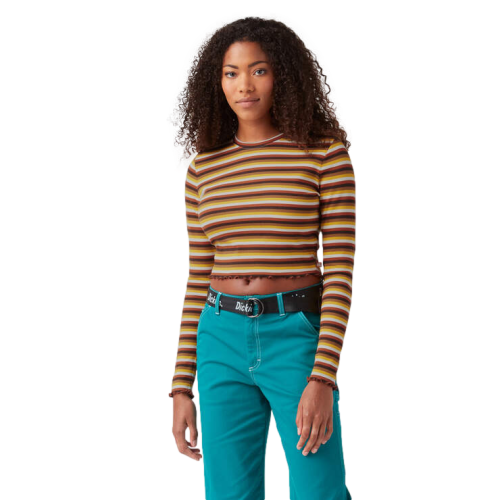 Dickies Striped Long Sleeve Cropped T-Shirt Women's Ginger Honey