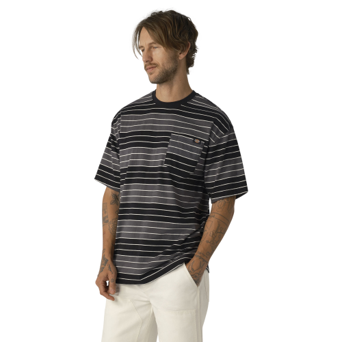 Dickies Relaxed Fit Striped Pocket T-Shirt Black/Grey/White Men's