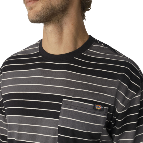 Dickies Relaxed Fit Striped Pocket T-Shirt Black/Grey/White Men's