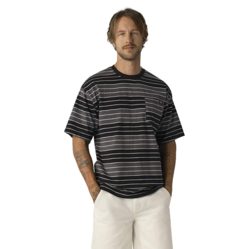 Dickies Relaxed Fit Striped Pocket T-Shirt Black/Grey/White Men's