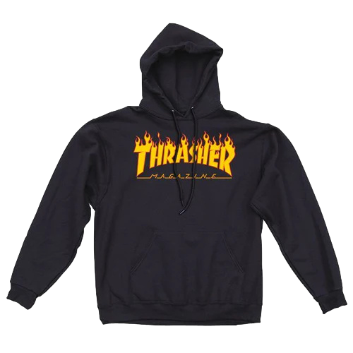 Thrasher Skateboard Magazine Flame Logo Pullover Hoodie Youth Black