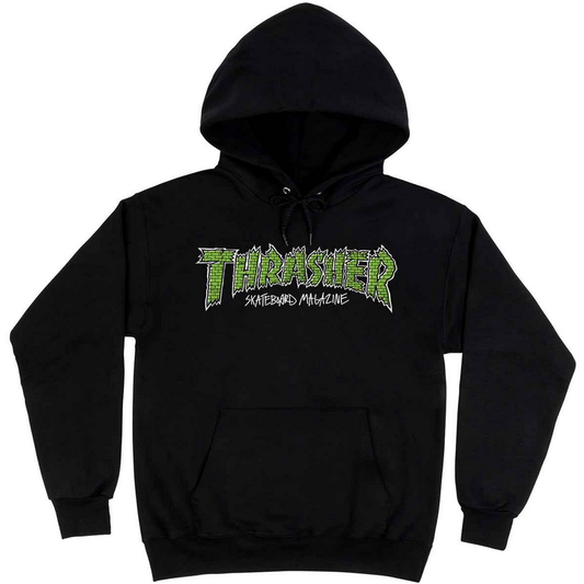 Thrasher Magazine Brick Logo Black Hooded Sweatshirt