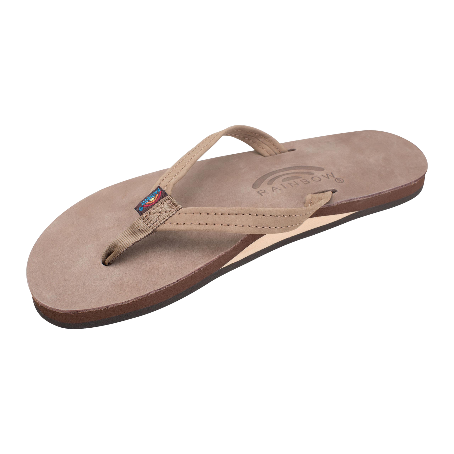 Rainbow Single Layer with Arch Support and a 1/2" Narrow Strap Dark Brown Sandals