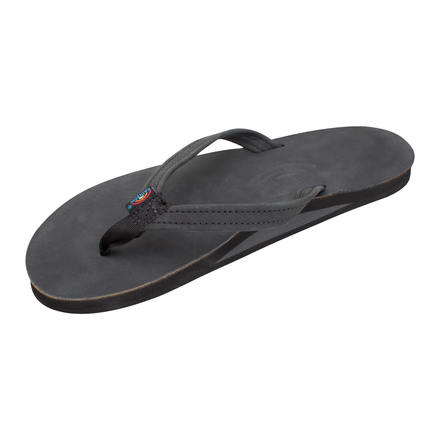 Rainbow Single Layer with Arch Support and a 1/2" Narrow Strap Black Sandals
