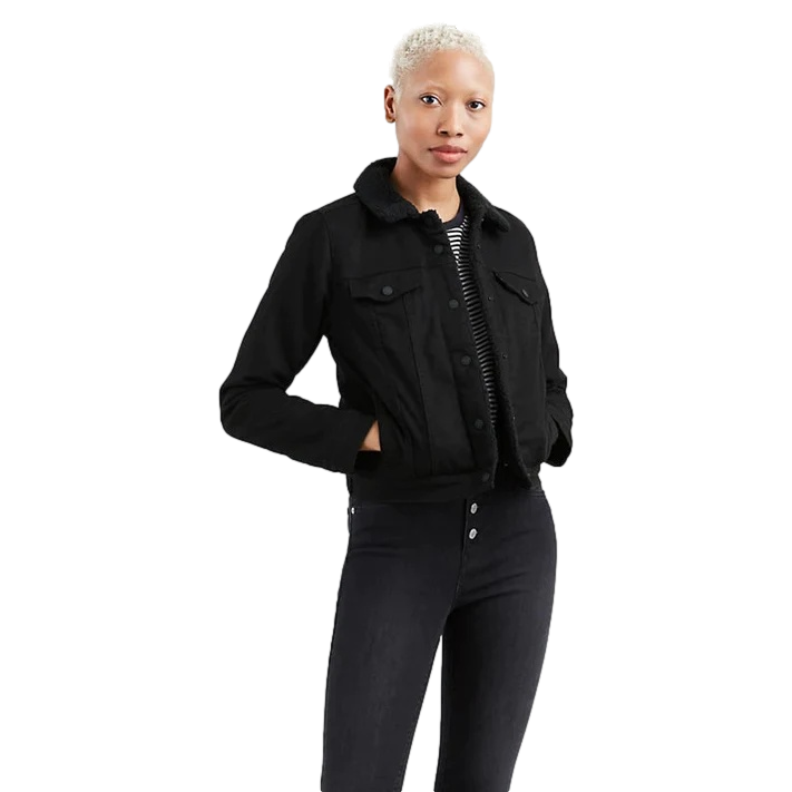 Levi's womens best sale black sherpa jacket